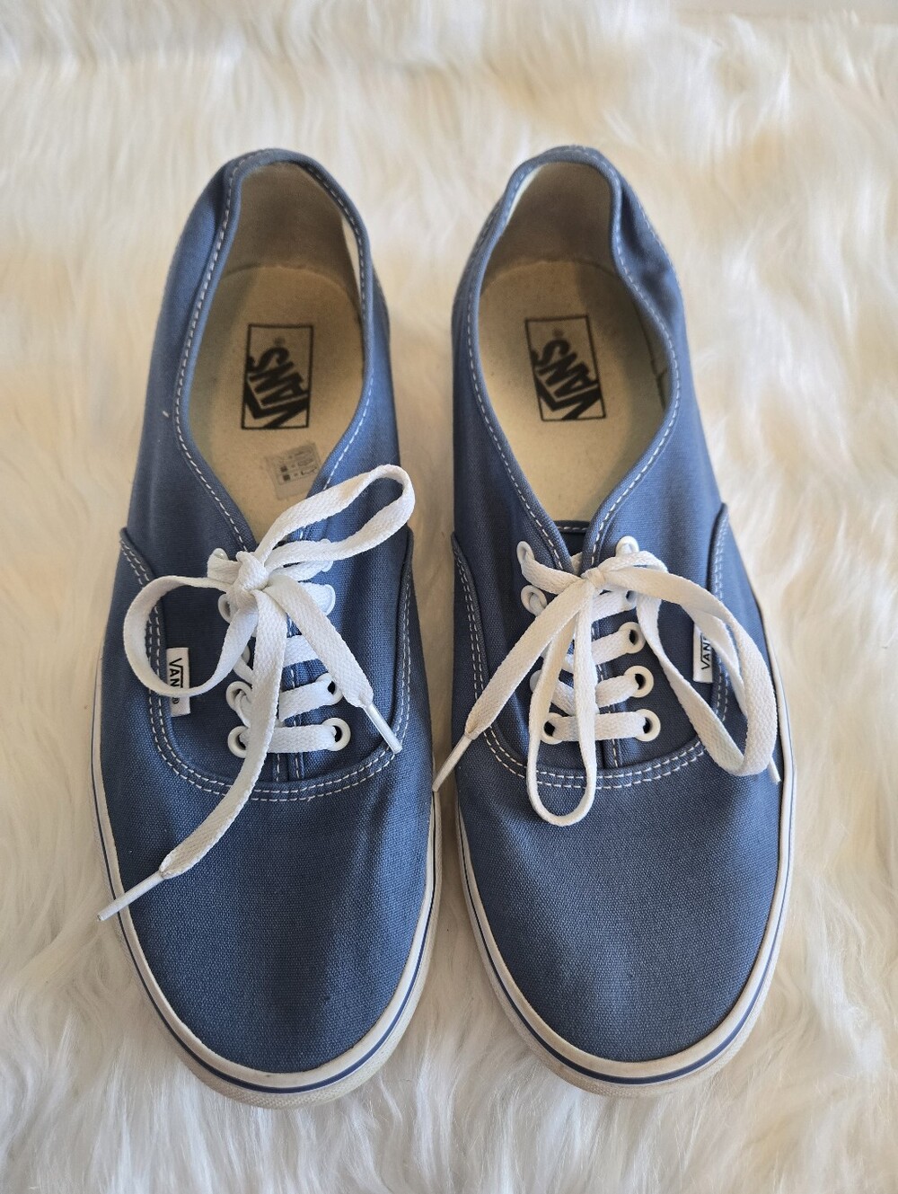 Vans Blue Canvas White Lace Up Sneakers Men 12 Casual Shoe Athletic
